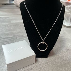 Pandora Moments Medium O Pendant with Cable Chain Necklace (29.5in)